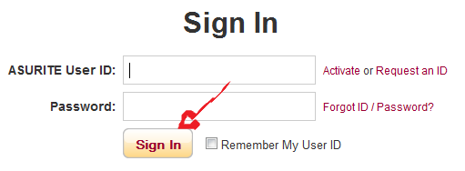 sign in button asu