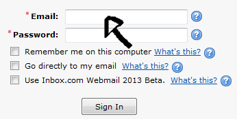 inbox.com mail login step 1