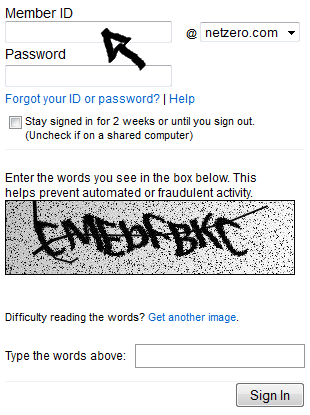 netzero email login step 1