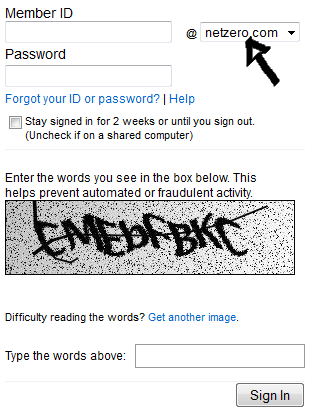 netzero email login step 2